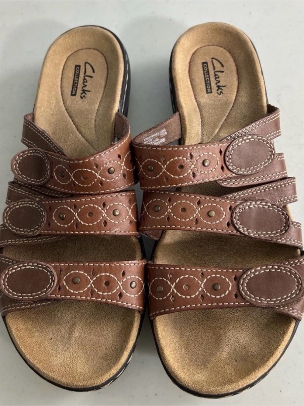 Clarks Leisa Cacti Q Bendable Collections Women's Sz 8 Brown Sandals Slip On